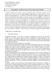 Réglement intérieur école