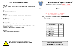 Dossier d’inscription (accueil et site internet)