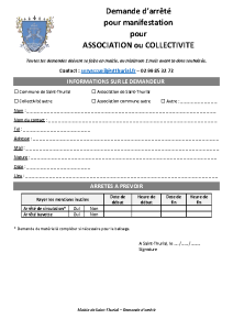 ASSOCIATION – Demande d’arrêté