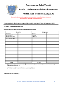 P1 – Subvention de Fonctionnement